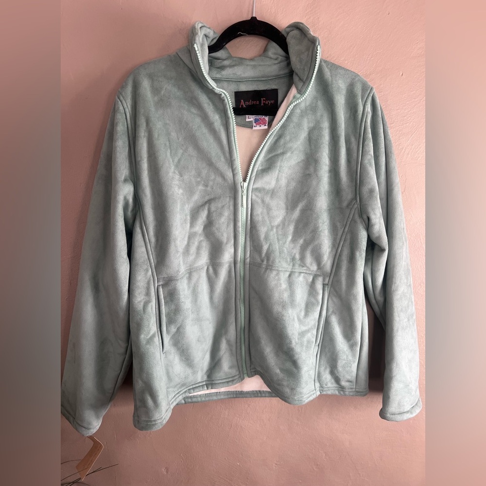 ANDREA FAYE Women's Mint Green Teddy Jacket
